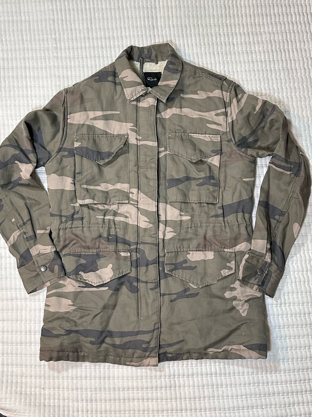 Rails Whitaker Faux Shearling Lined sage Camo Jacket S